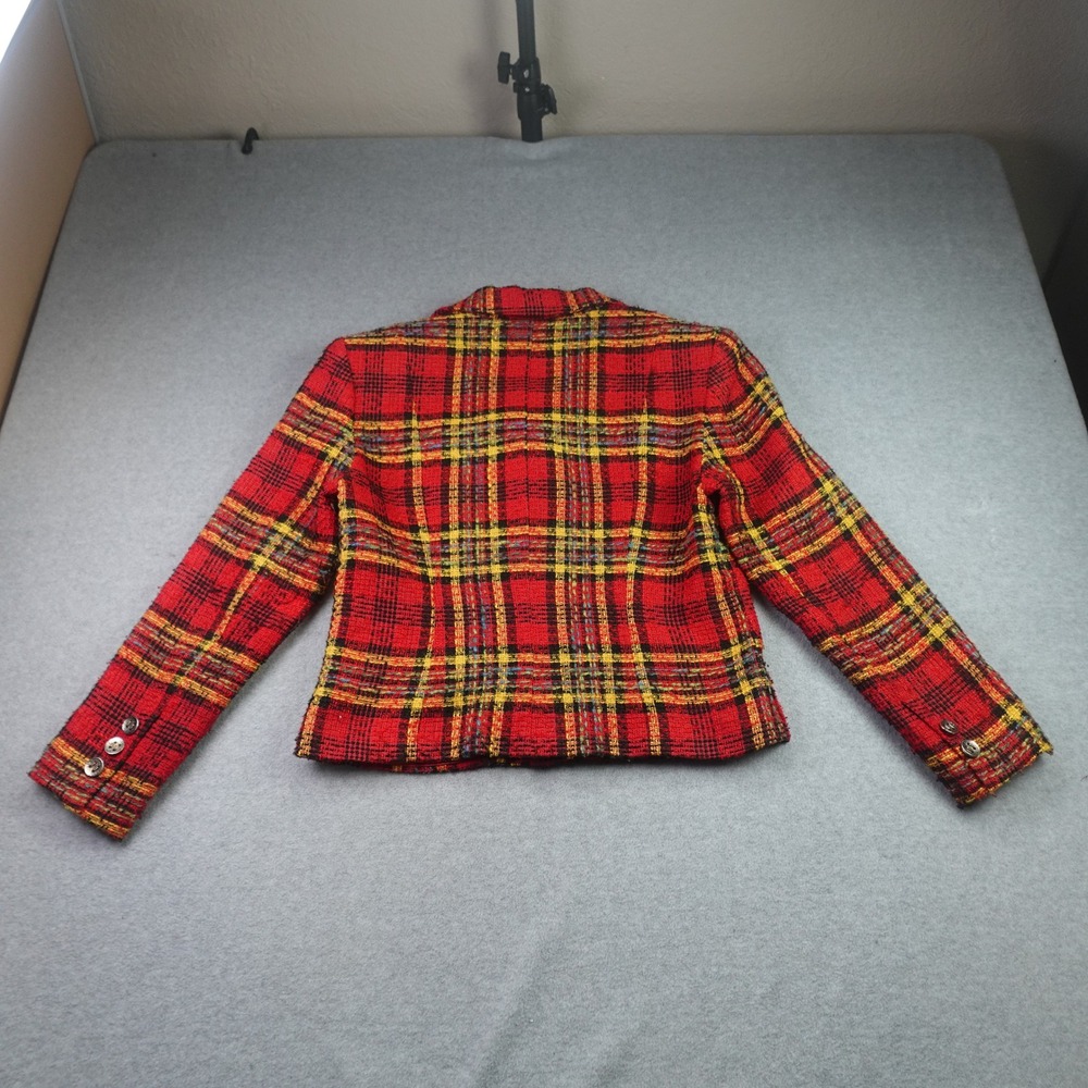 Howard Wolf Blazer Womens 4 Red Plaid Vintage Wool Blend Jacket - Picture 4 of 16